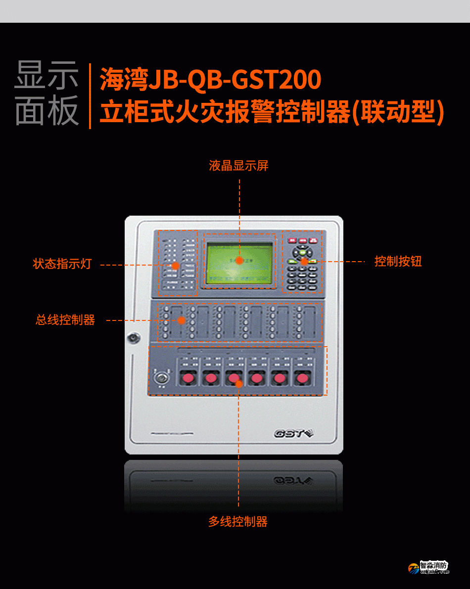 海灣JB-QB-GST200立柜式火災(zāi)報(bào)警控制器(聯(lián)動(dòng)型)顯示面板