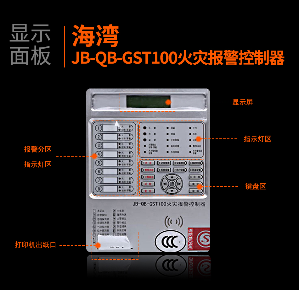 海灣JB-QB-GST100火災(zāi)報(bào)警控制器顯示面板