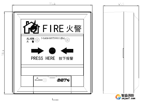 報警按鈕外形示意圖